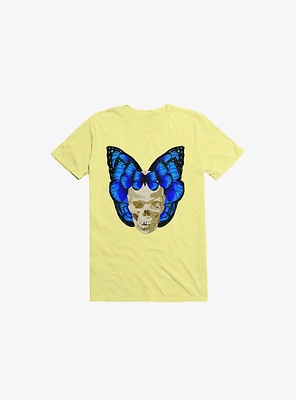 Wings Of Death Butterfly Skull Corn Silk Yellow T-Shirt