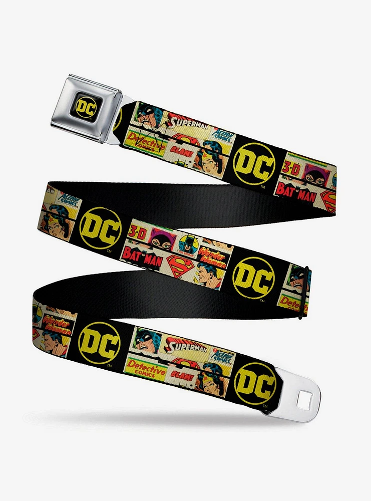 DC Comics Vintage Superhero Logos Seatbelt Belt