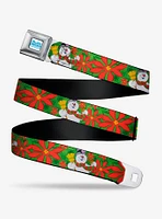 Frosty The Snowman Poinsetta Plaid Seatbelt Belt