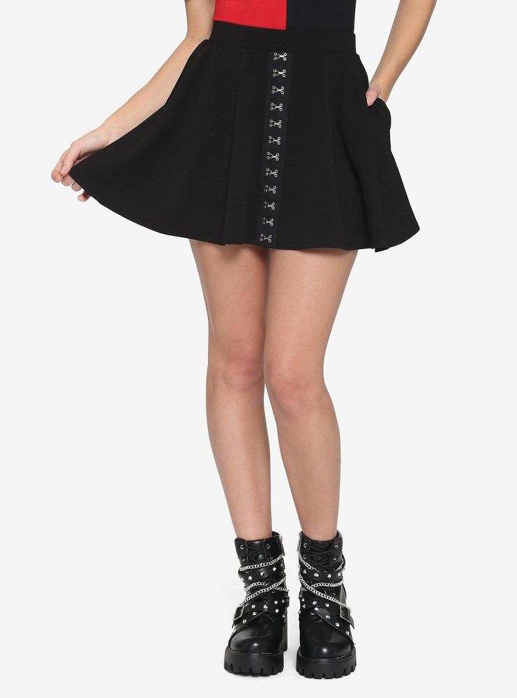 Black Hook-And-Eye Skater Skirt
