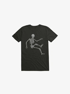 Skeleton Flowting On Space Black T-Shirt
