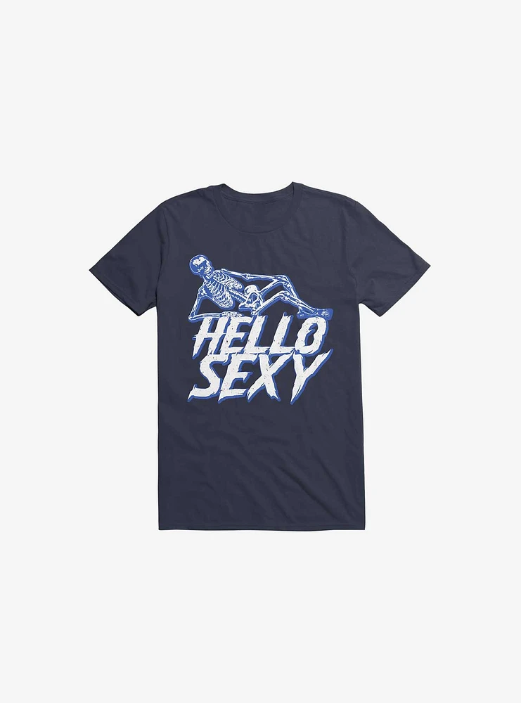 Hello Sexy Skeleton Navy Blue T-Shirt