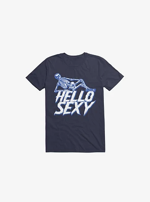 Hello Sexy Skeleton Navy Blue T-Shirt