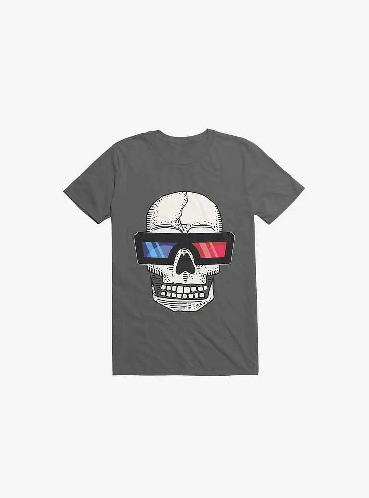 Happy Skull Living Life 3D Asphalt Grey T-Shirt