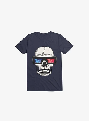 Happy Skull Living Life 3D Navy Blue T-Shirt