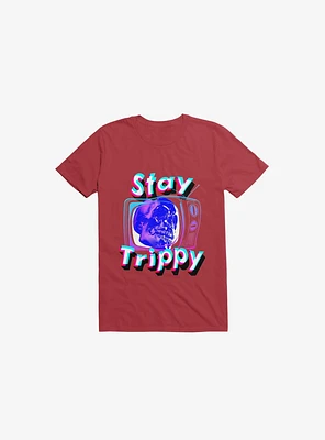 Stay Trippy Cute Retro Aesthetic Universal Vibe Skull Red T-Shirt