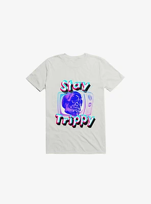 Stay Trippy Cute Retro Aesthetic Universal Vibe Skull White T-Shirt