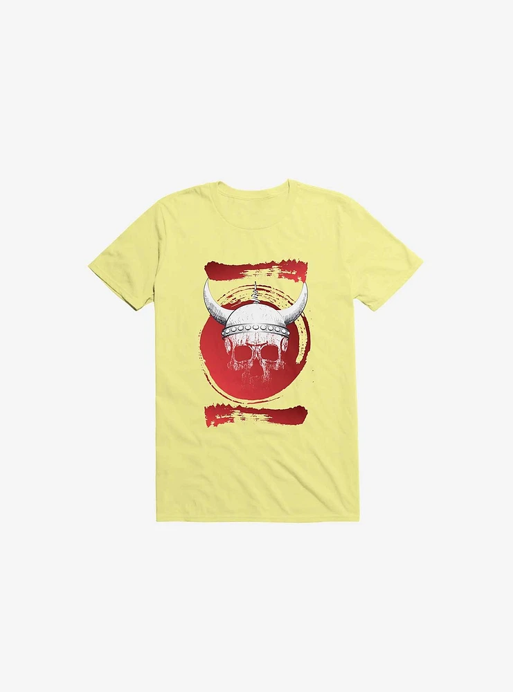 White Trippy Viking Helmet Smears Corn Silk Yellow T-Shirt