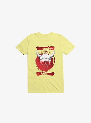 White Trippy Viking Helmet Smears Corn Silk Yellow T-Shirt