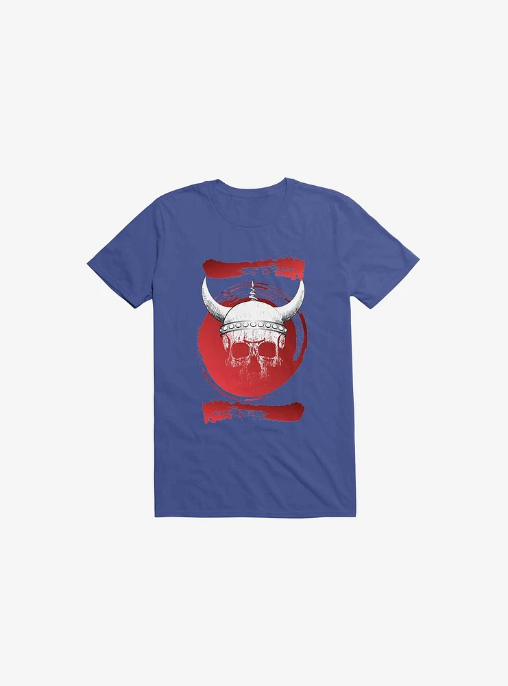 White Trippy Viking Helmet Smears Royal Blue T-Shirt