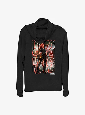 Marvel What If?? Black Widow Post Apocalyptic Key Art Girls Cowlneck Long-Sleeve Top