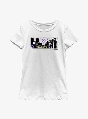 Marvel Hawkeye City Stencil Graphic Youth Girls T-Shirt