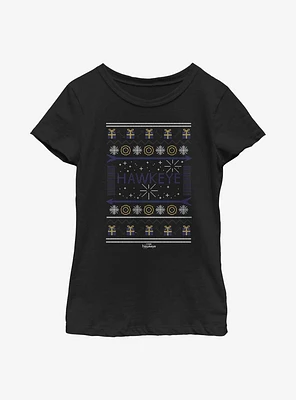 Marvel Hawkeye Christmas Sweater Pattern Youth Girls T-Shirt
