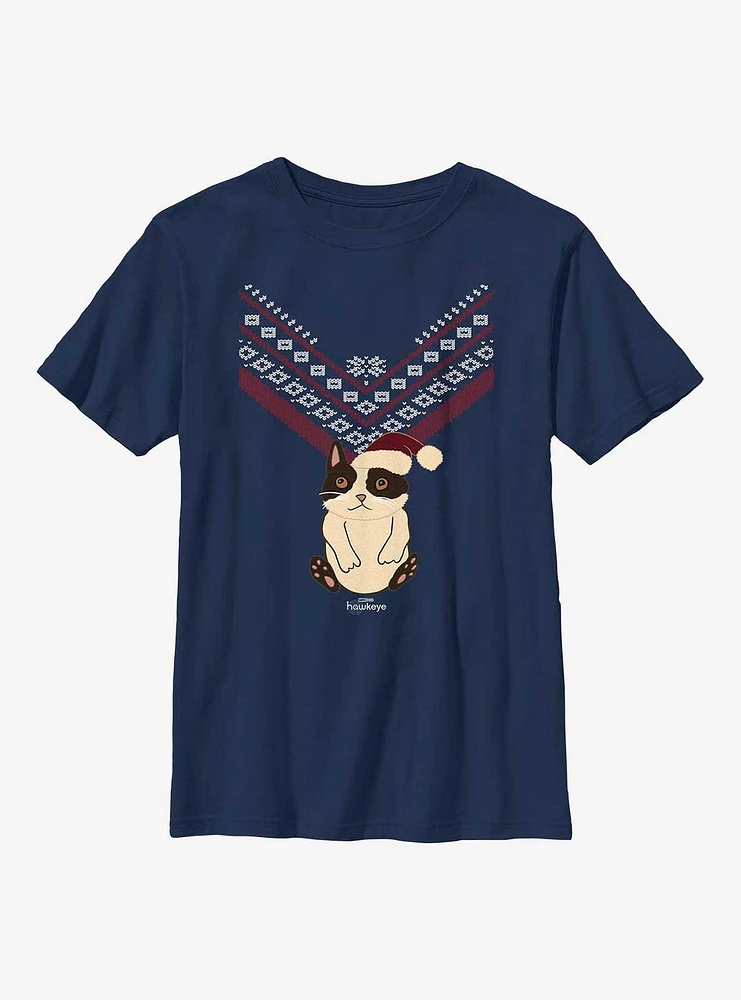 Marvel Hawkeye Cat Sweater Pattern Youth T-Shirt