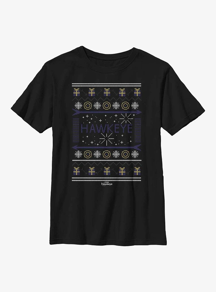 Marvel Hawkeye Christmas Sweater Pattern Youth T-Shirt