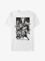 Marvel The Eternals Black & White Paint Splatter Poster T-Shirt