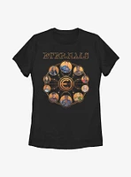 Marvel The Eternals Circular Gold Heroes Womens T-Shirt
