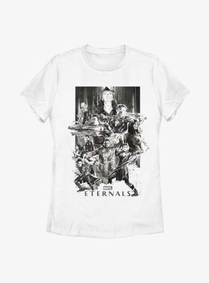 Marvel The Eternals Black & White Paint Splatter Poster Womens T-Shirt