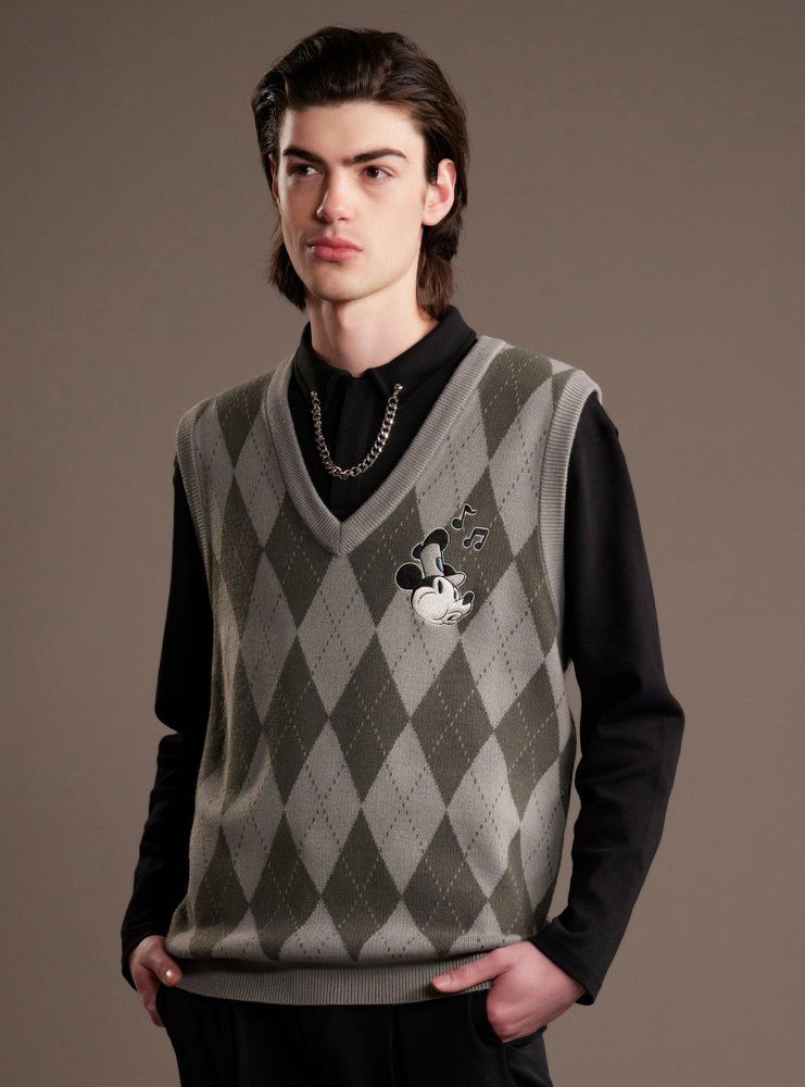 Our Universe Disney Steamboat Willie Argyle Sweater Vest