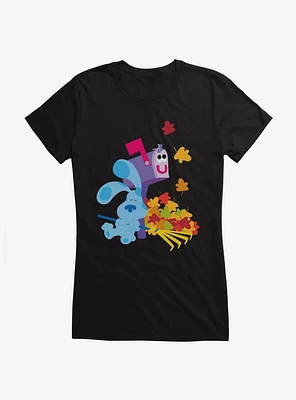 Blue's Clues Mailbox And Blue Autumn Leaves Girls T-Shirt