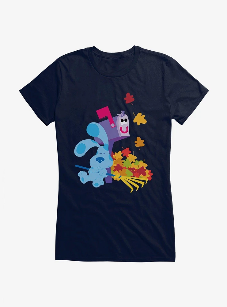 Blue's Clues Mailbox And Blue Autumn Leaves Girls T-Shirt