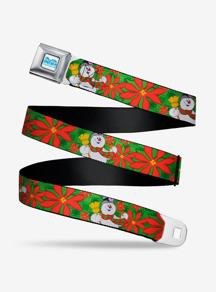 Frosty The Snowman Poinsetta Plaid Youth Seatbelt Belt