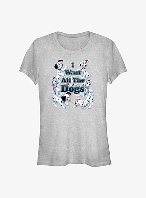 Disney 101 Dalmatians I Want All The Dogs Girls T-Shirt