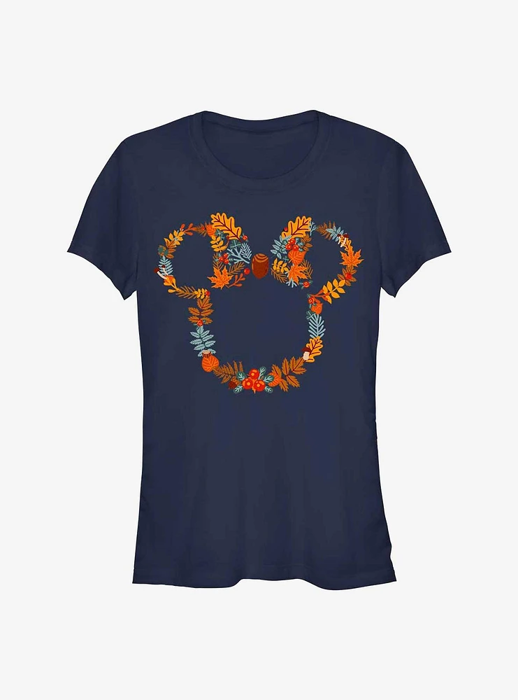 Disney Minnie Mouse Fall Leaf Wreath Girls T-Shirt