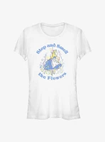 Disney Alice Wonderland Stop And Smell The Flowers Girls T-Shirt