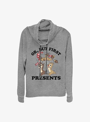Disney Chip And Dale Ok But First Presents Cowlneck Long-Sleeve Girls T-Shirt