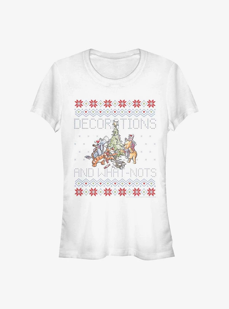 Disney Winnie The Pooh Decorations And What-Nots Ugly Christmas Girls T-Shirt