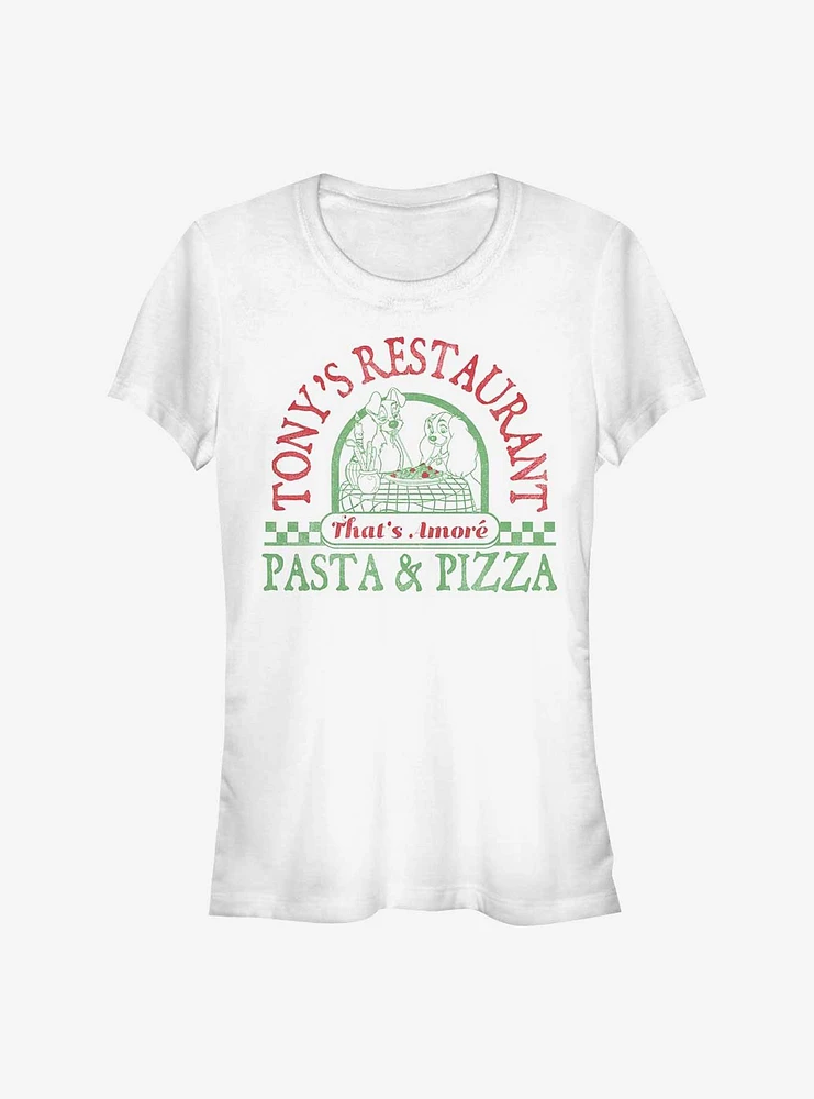 Disney Lady And The Tramp Tony's Restaurant Pasta & Pizza Girls T-Shirt