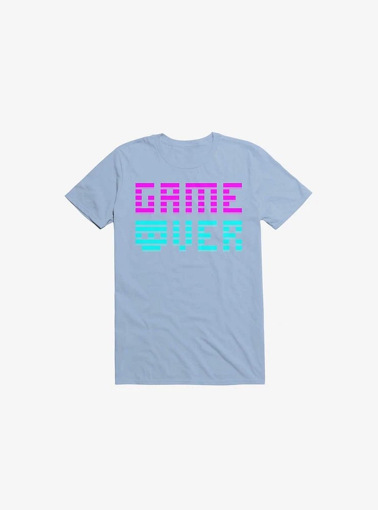 Game Over Skull Light Blue T-Shirt