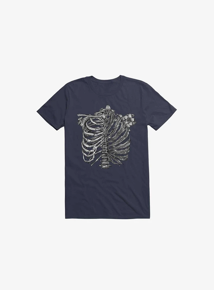 Skeleton Rib Tropical Navy Blue T-Shirt