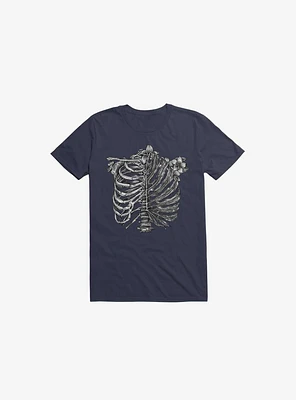 Skeleton Rib Tropical Navy Blue T-Shirt