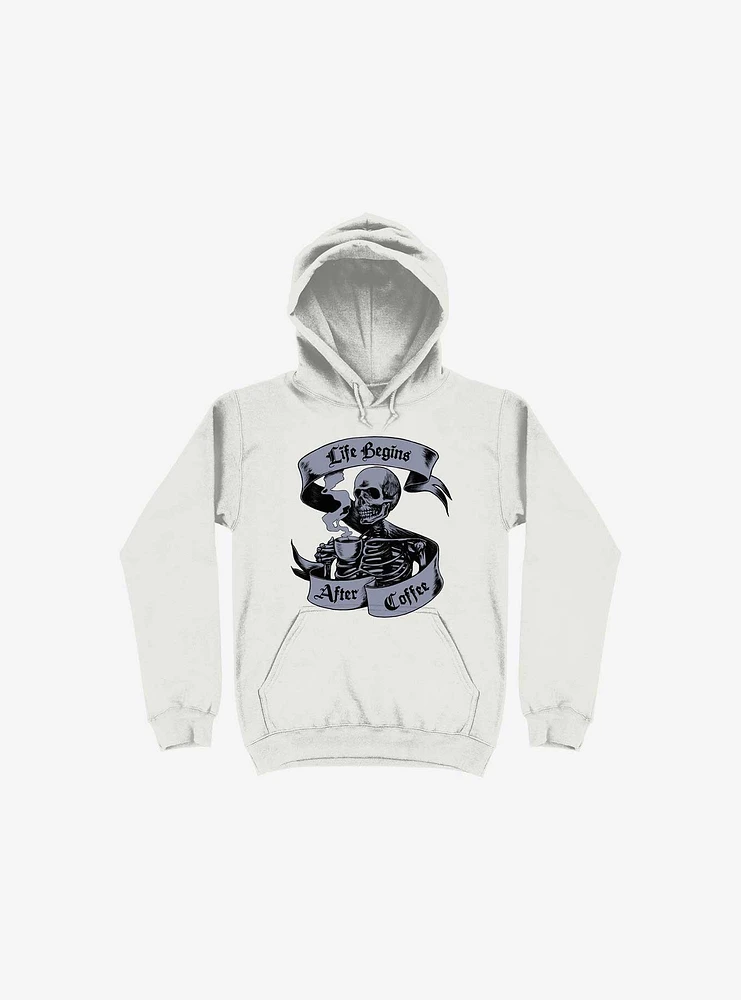 Beans & Bones Coffee Skeleton White Hoodie