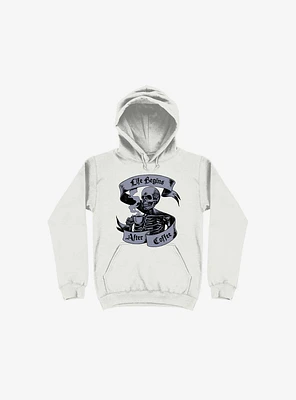 Beans & Bones Coffee Skeleton White Hoodie
