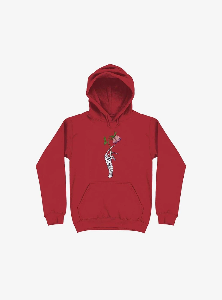 The Dead Rose Skeleton Hand Red Hoodie