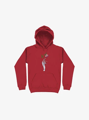 The Dead Rose Skeleton Hand Red Hoodie
