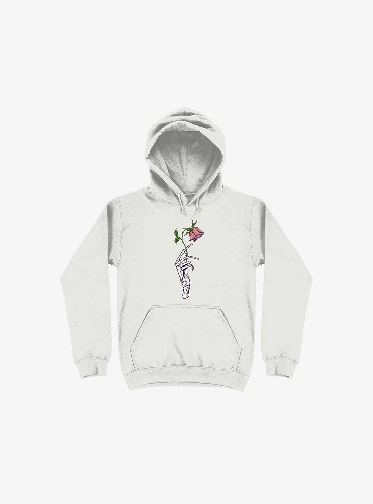 The Dead Rose Skeleton Hand White Hoodie