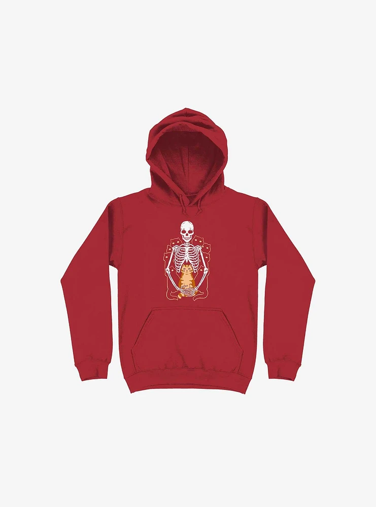 I Wish Was My Cat Skeleton Red Hoodie
