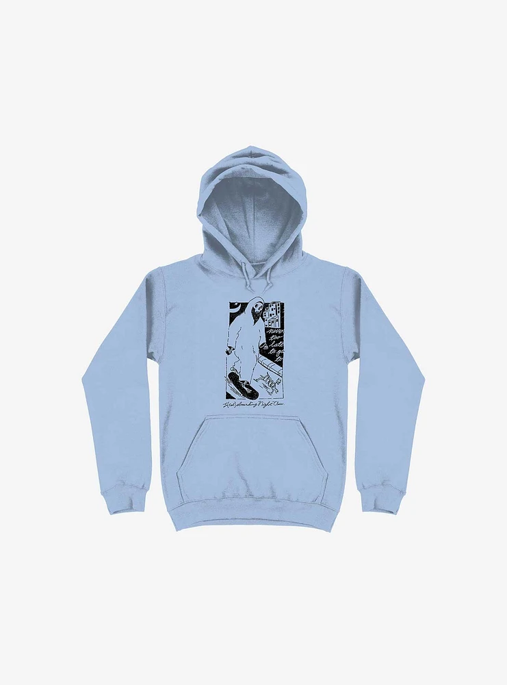 Nightclashh Skateboard Light Blue Hoodie