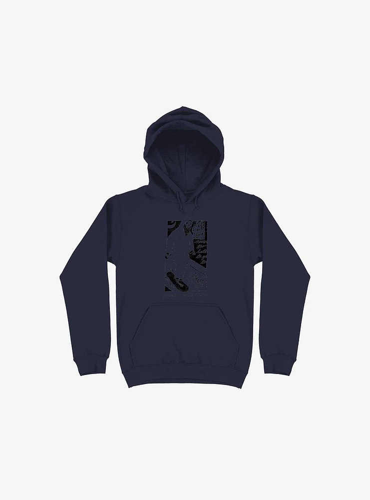 Nightclashh Skateboard Navy Blue Hoodie