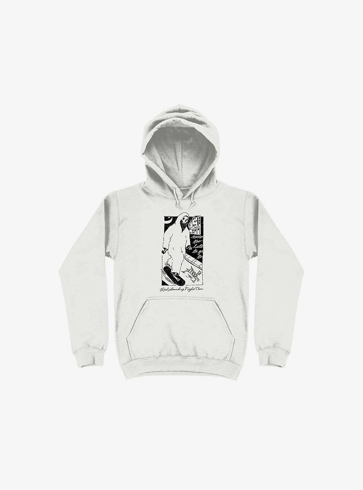 Nightclashh Skateboard White Hoodie