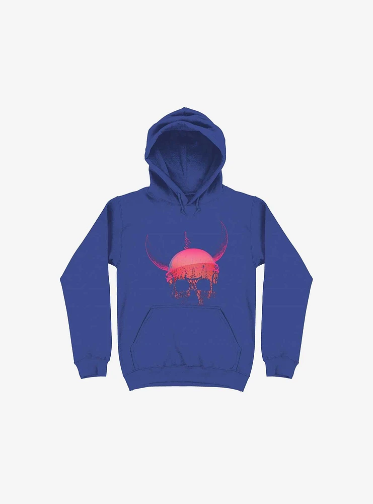 Blood Skull With Viking Helmet Royal Blue Hoodie