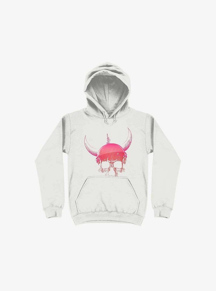 Blood Skull With Viking Helmet White Hoodie