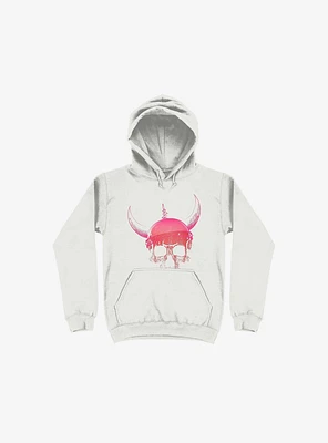 Blood Skull With Viking Helmet White Hoodie