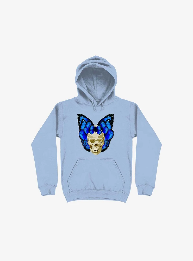 Wings Of Death Butterfly Skull Light Blue Hoodie