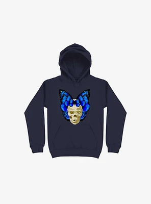Wings Of Death Butterfly Skull Navy Blue Hoodie