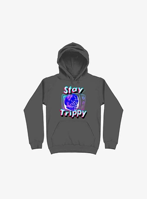 Stay Trippy Cute Retro Aesthetic Universal Vibe Skull Asphalt Grey Hoodie